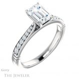 Emerald Cut Forever One Moissanite Engagement Ring #GTJ1054-emerald-fb-w 4 Emerald Cut Forever Brilliant Moissanite Engagement Ring #GTJ1054-emerald-fb-w