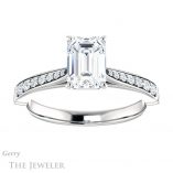 Emerald Cut Forever One Moissanite Engagement Ring #GTJ1054-emerald-fb-w 1 Emerald Cut Forever Brilliant Moissanite Engagement Ring #GTJ1054-emerald-fb-w