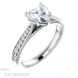 Heart Shaped Forever One Moissanite Engagement Ring #GTJ1054-heart-fb-w 4 Heart Shaped Forever Brilliant Moissanite Engagement Ring #GTJ1054-heart-fb-w