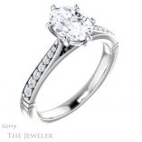 Oval Shaped Forever One Moissanite Engagement Ring #GTJ1054-oval-fo-w