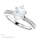 Oval Shaped Forever One Moissanite Engagement Ring #GTJ1054-oval-fo-w