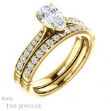Pear Shaped Forever One Moissanite Engagement Ring #GTJ1054-pear-fb-y 6 Pear Shaped Forever Brilliant Moissanite Engagement Ring #GTJ1054-pear-fb-y