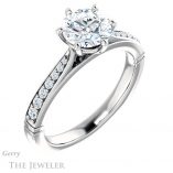 Round Cut Forever One Moissanite Engagement Ring #GTJ1054-round-fo-w