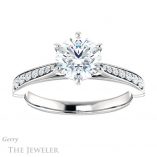 Round Cut Forever One Moissanite Engagement Ring #GTJ1054-round-fo-w