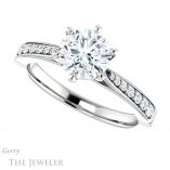 Round Cut Forever One Moissanite Engagement Ring #GTJ1054-round-fo-w