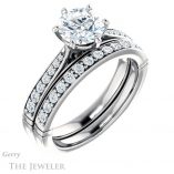 Round Cut Forever One Moissanite Engagement Ring #GTJ1054-round-fo-w