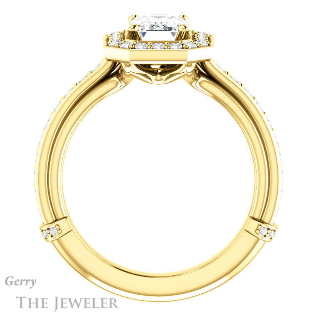 Emerald Cut Forever One Moissanite Engagement Ring #GTJ1055-emerald-fb-y | Gerry The Jeweler Emerald Cut Forever Brilliant Moissanite Engagement Ring #GTJ1055-emerald-fb-y