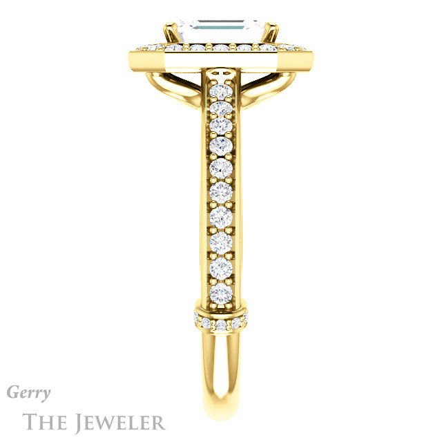 Emerald Cut Forever One Moissanite Engagement Ring #GTJ1055-emerald-fb-y | Gerry The Jeweler Emerald Cut Forever Brilliant Moissanite Engagement Ring #GTJ1055-emerald-fb-y