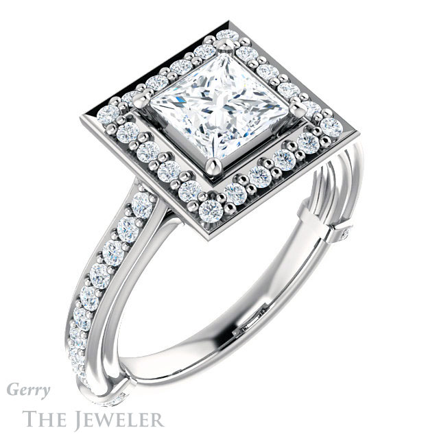 Princess Cut Forever One Moissanite Engagement Ring #GTJ1055-square-fo-w | Gerry The Jeweler Princess Cut Forever One Moissanite Engagement Ring #GTJ1055-square-fo-w