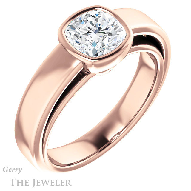Cushion Cut Forever One Moissanite Engagement Ring #GTJ1056-cushion-fo-r