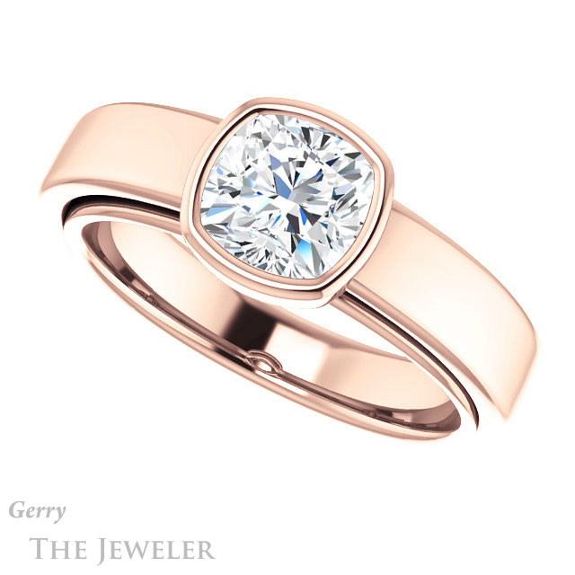 Cushion Cut Forever One Moissanite Engagement Ring #GTJ1056-cushion-fo-r