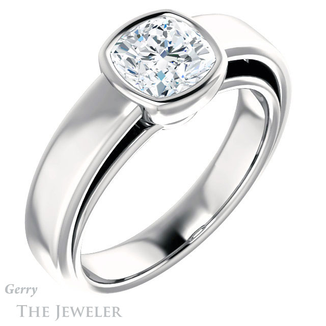 Cushion Cut Forever One Moissanite Engagement Ring #GTJ1056-cushion-fo-w