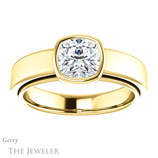Cushion Cut Forever One Moissanite Engagement Ring #GTJ1056-cushion-fo-y