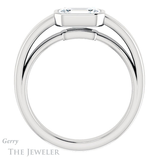 Emerald Cut Forever One Moissanite Engagement Ring #GTJ1056-emerald-fb-w 2 Emerald Cut Forever Brilliant Moissanite Engagement Ring #GTJ1056-emerald-fb-w