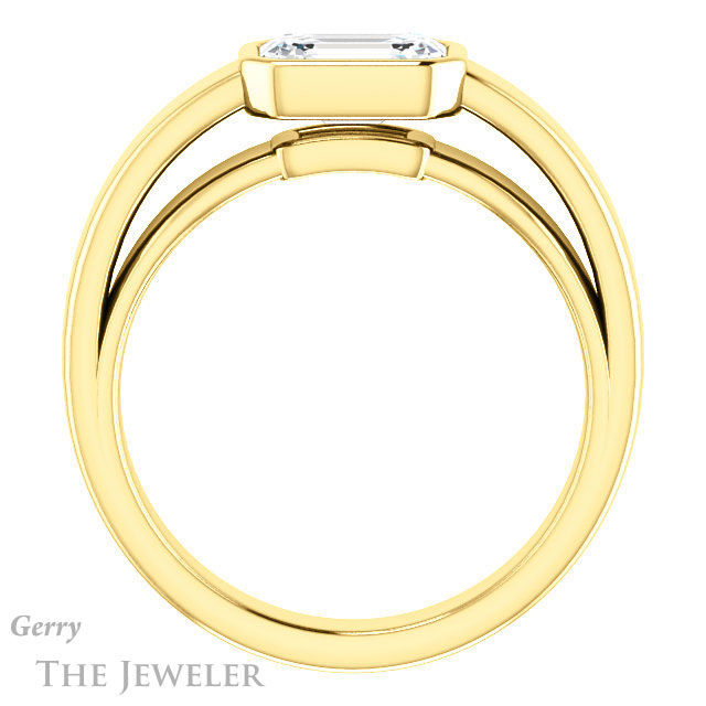 Emerald Cut Forever Brilliant Moissanite Engagement Ring #GTJ1056-emerald-fb-y