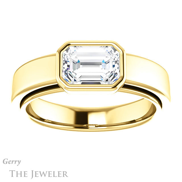 Emerald Cut Forever Brilliant Moissanite Engagement Ring #GTJ1056-emerald-fb-y