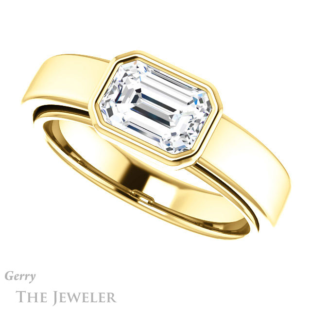 Emerald Cut Forever Brilliant Moissanite Engagement Ring #GTJ1056-emerald-fb-y