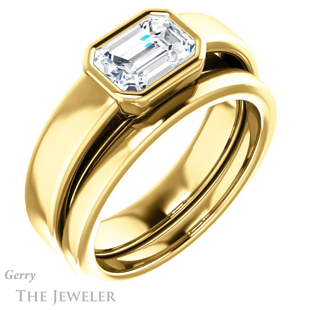 Emerald Cut Forever Brilliant Moissanite Engagement Ring #GTJ1056-emerald-fb-y