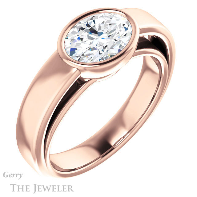 Oval Shaped Forever One Moissanite Engagement Ring #GTJ1056-oval-fo-r