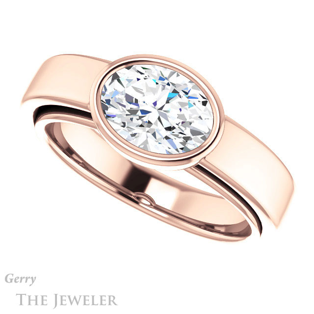 Oval Shaped Forever One Moissanite Engagement Ring #GTJ1056-oval-fo-r