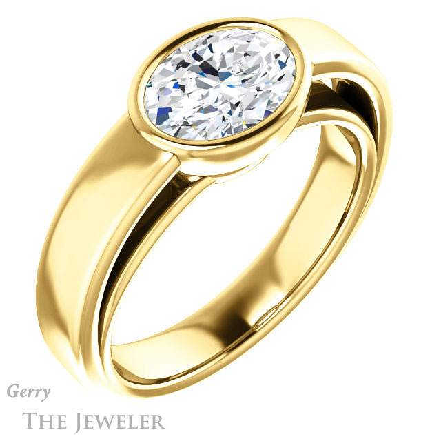 Oval Shaped Forever One Moissanite Engagement Ring #GTJ1056-oval-fo-y 4 Oval Shaped Forever One Moissanite Engagement Ring #GTJ1056-oval-fo-y