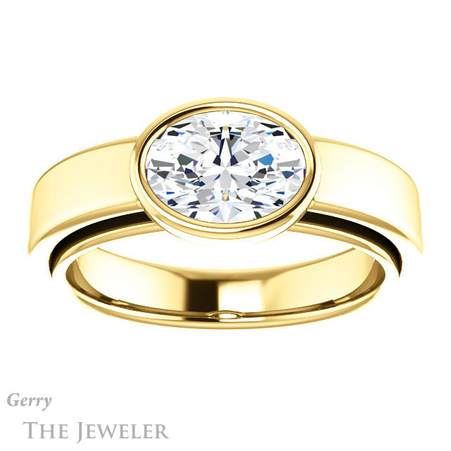Oval Shaped Forever One Moissanite Engagement Ring #GTJ1056-oval-fo-y