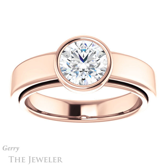 Round Cut Forever One Moissanite Engagement Ring #GTJ1056-round-fo-r 1 Round Cut Forever One Moissanite Engagement Ring #GTJ1056-round-fo-r
