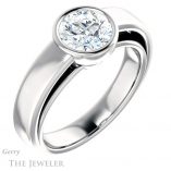 Round Cut Forever One Moissanite Engagement Ring #GTJ1056-round-fo-w