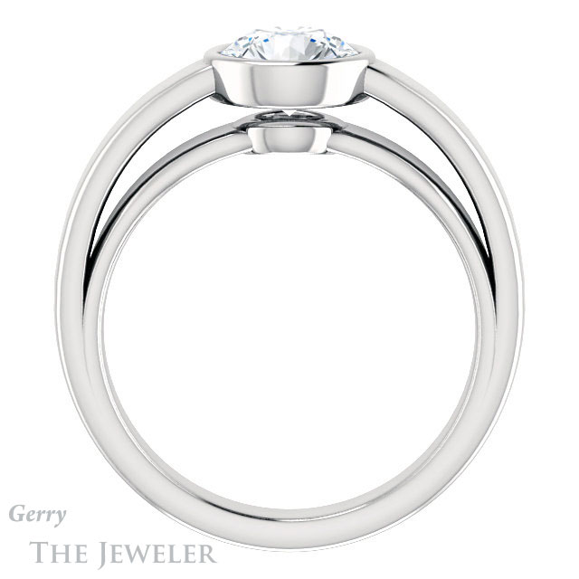Round Cut Forever One Moissanite Engagement Ring #GTJ1056-round-fo-w