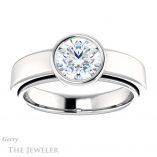 Round Cut Forever One Moissanite Engagement Ring #GTJ1056-round-fo-w
