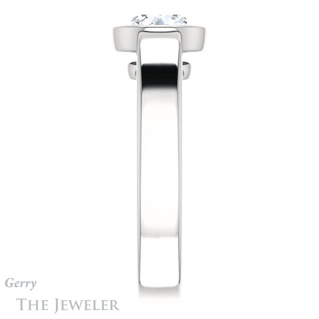 Round Cut Forever One Moissanite Engagement Ring #GTJ1056-round-fo-w