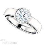 Round Cut Forever One Moissanite Engagement Ring #GTJ1056-round-fo-w