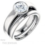 Round Cut Forever One Moissanite Engagement Ring #GTJ1056-round-fo-w