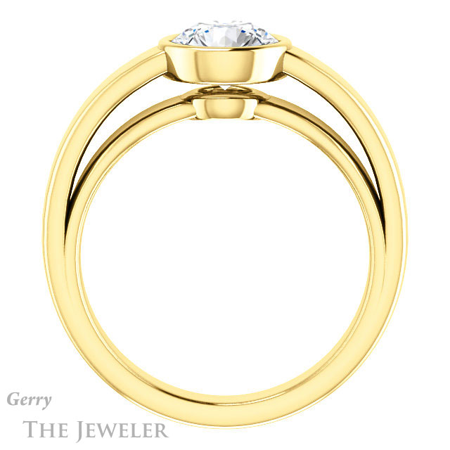 Round Cut Forever One Moissanite Engagement Ring #GTJ1056-round-fo-y