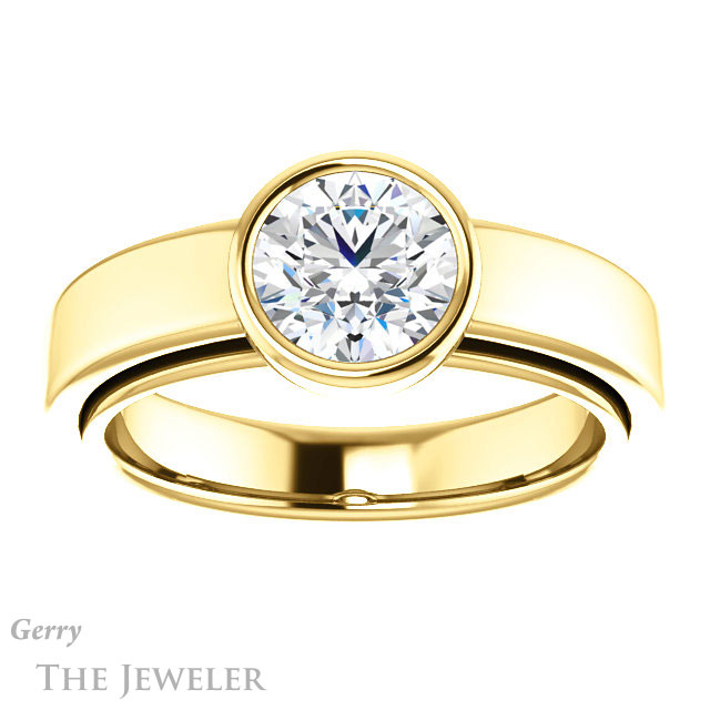 Round Cut Forever One Moissanite Engagement Ring #GTJ1056-round-fo-y