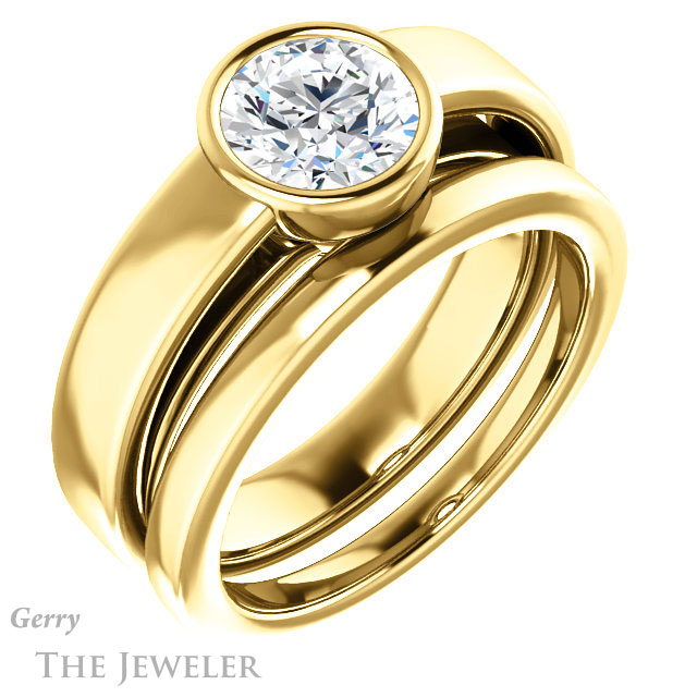Round Cut Forever One Moissanite Engagement Ring #GTJ1056-round-fo-y