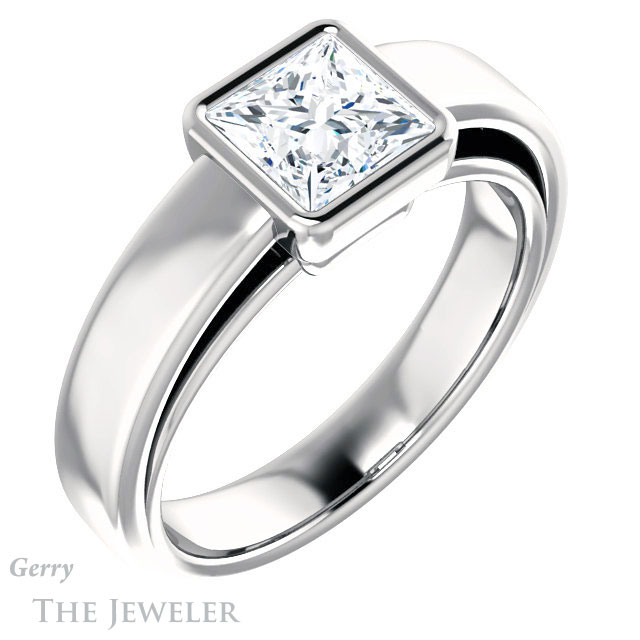 Princess Cut Forever One Moissanite Engagement Ring #GTJ1056-square-fo-w 4 Princess Cut Forever One Moissanite Engagement Ring #GTJ1056-square-fo-w