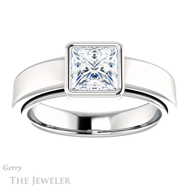 Princess Cut Forever One Moissanite Engagement Ring #GTJ1056-square-fo-w 1 Princess Cut Forever One Moissanite Engagement Ring #GTJ1056-square-fo-w