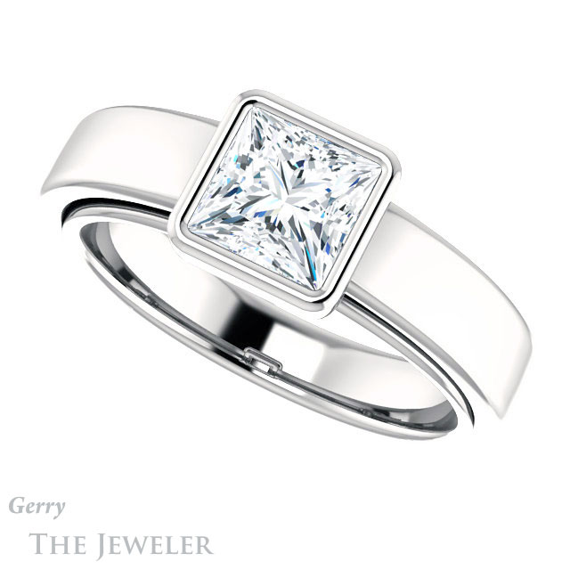 Princess Cut Forever One Moissanite Engagement Ring #GTJ1056-square-fo-w 5 Princess Cut Forever One Moissanite Engagement Ring #GTJ1056-square-fo-w