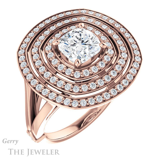Cushion Cut Forever One Moissanite Engagement Ring #GTJ1057-cushion-fo-r 4 Cushion Cut Forever One Moissanite Engagement Ring #GTJ1057-cushion-fo-r