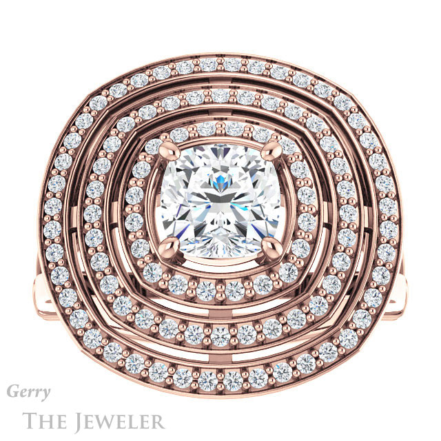 Cushion Cut Forever One Moissanite Engagement Ring #GTJ1057-cushion-fo-r