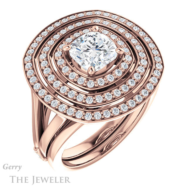 Cushion Cut Forever One Moissanite Engagement Ring #GTJ1057-cushion-fo-r 6 Cushion Cut Forever One Moissanite Engagement Ring #GTJ1057-cushion-fo-r