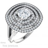 Cushion Cut Forever One Moissanite Engagement Ring #GTJ1057-cushion-fo-w 4 Cushion Cut Forever One Moissanite Engagement Ring #GTJ1057-cushion-fo-w