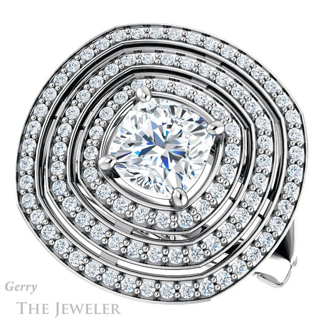 Cushion Cut Forever One Moissanite Engagement Ring #GTJ1057-cushion-fo-w 5 Cushion Cut Forever One Moissanite Engagement Ring #GTJ1057-cushion-fo-w