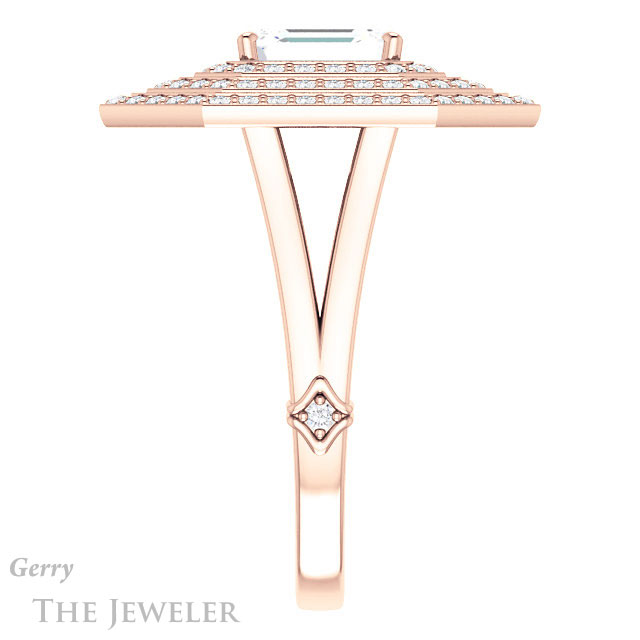 Emerald Cut Forever One Moissanite Engagement Ring #GTJ1057-emerald-fb-r 3 Emerald Cut Forever Brilliant Moissanite Engagement Ring #GTJ1057-emerald-fb-r
