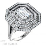 Emerald Cut Forever One Moissanite Engagement Ring #GTJ1057-emerald-fb-w 4 Emerald Cut Forever Brilliant Moissanite Engagement Ring #GTJ1057-emerald-fb-w