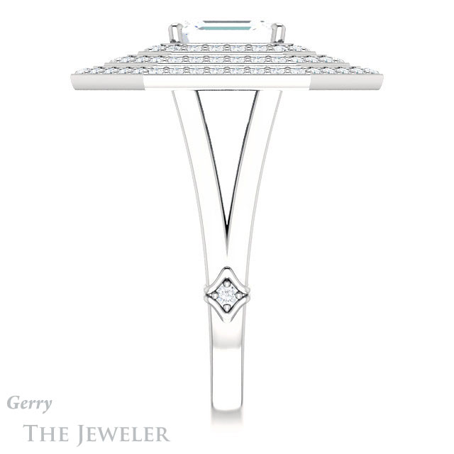 Emerald Cut Forever One Moissanite Engagement Ring #GTJ1057-emerald-fb-w 3 Emerald Cut Forever Brilliant Moissanite Engagement Ring #GTJ1057-emerald-fb-w