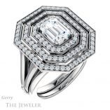 Emerald Cut Forever One Moissanite Engagement Ring #GTJ1057-emerald-fb-w 6 Emerald Cut Forever Brilliant Moissanite Engagement Ring #GTJ1057-emerald-fb-w