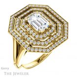 Emerald Cut Forever One Moissanite Engagement Ring #GTJ1057-emerald-fb-y 4 Emerald Cut Forever Brilliant Moissanite Engagement Ring #GTJ1057-emerald-fb-y
