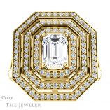 Emerald Cut Forever One Moissanite Engagement Ring #GTJ1057-emerald-fb-y 1 Emerald Cut Forever Brilliant Moissanite Engagement Ring #GTJ1057-emerald-fb-y